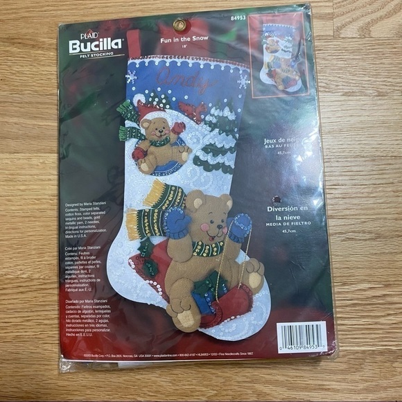 Vintage Bucilla Felt Stocking Kit Craft Fun in the Snow Christmas NEW 84953 - Picture 2 of 5